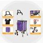 35l storage trolley with tray shelves and side handles