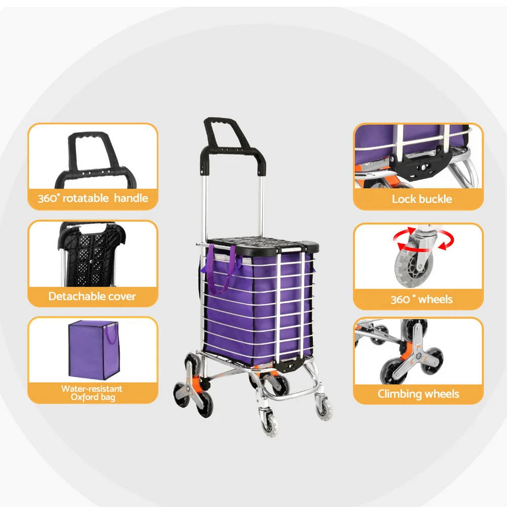 35l storage trolley with tray shelves and side handles