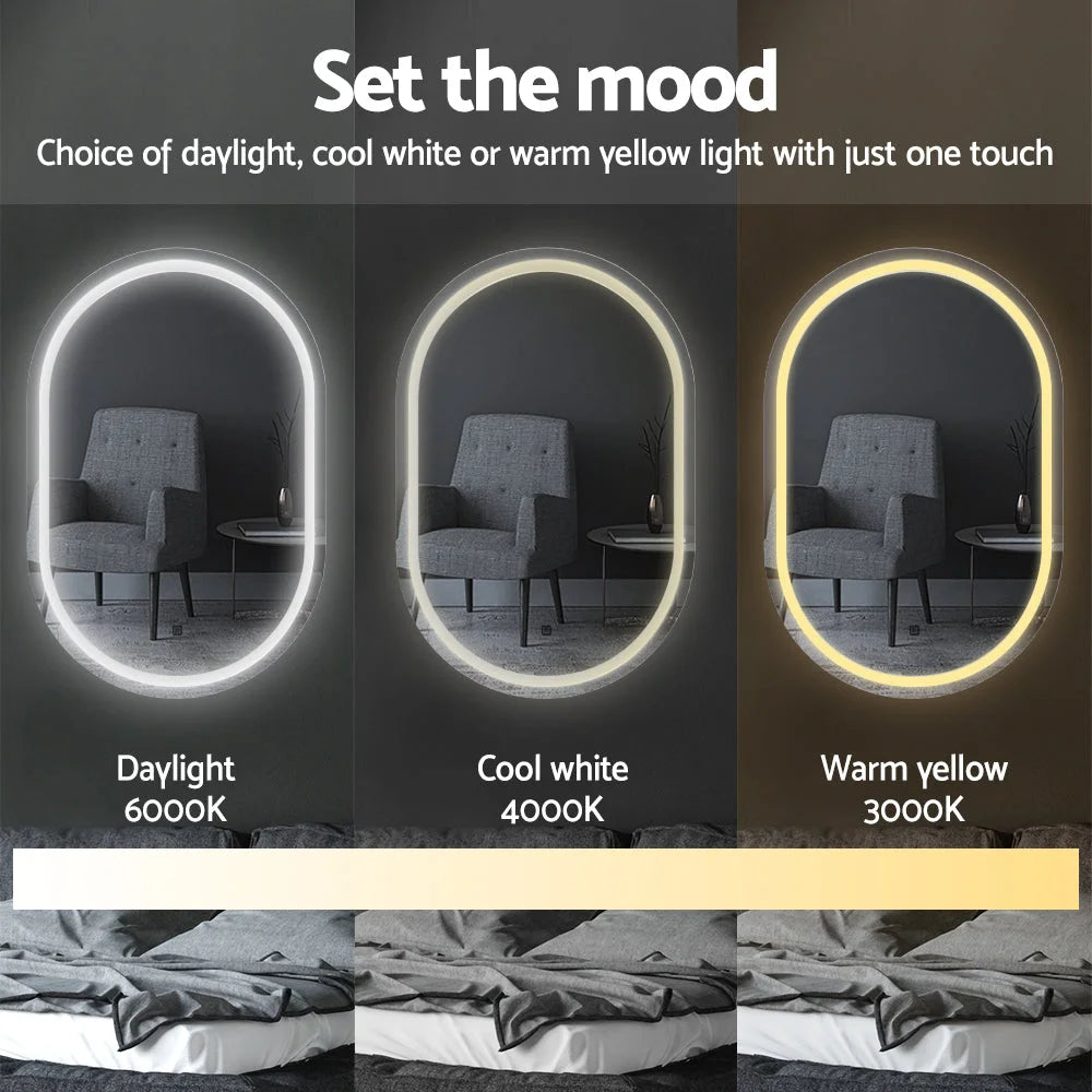 Embellir 2 LED Wall Mirror With Light 50X75CM Bathroom