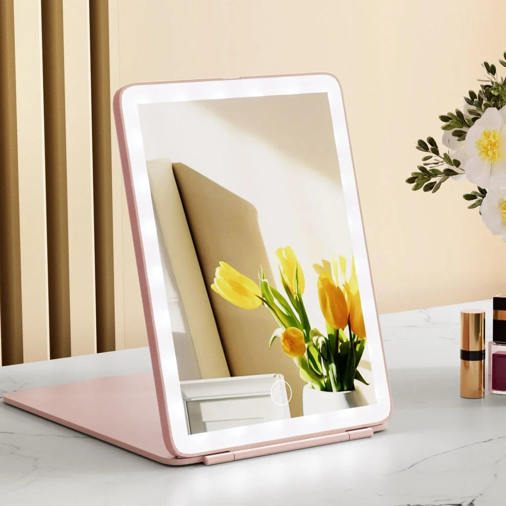 Pink mirror with frame detail shown