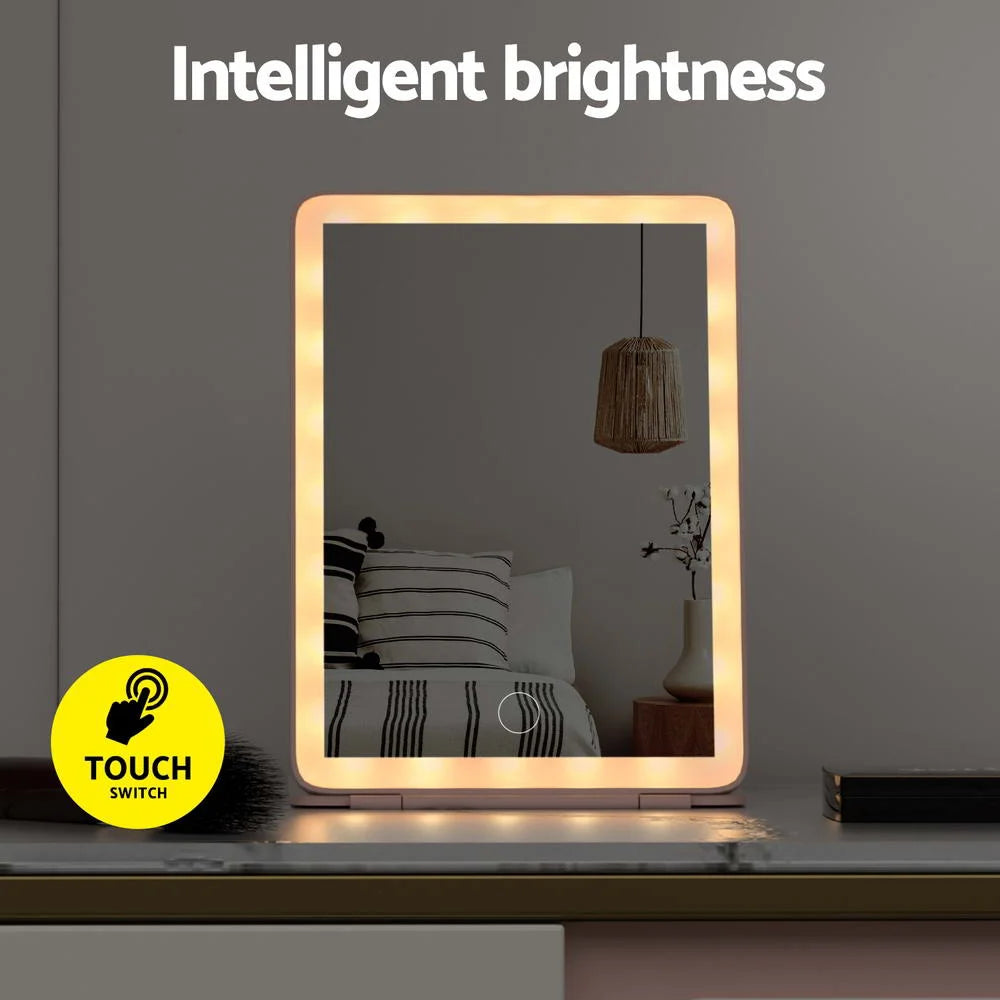 Mirror with embellir compact makeup w led