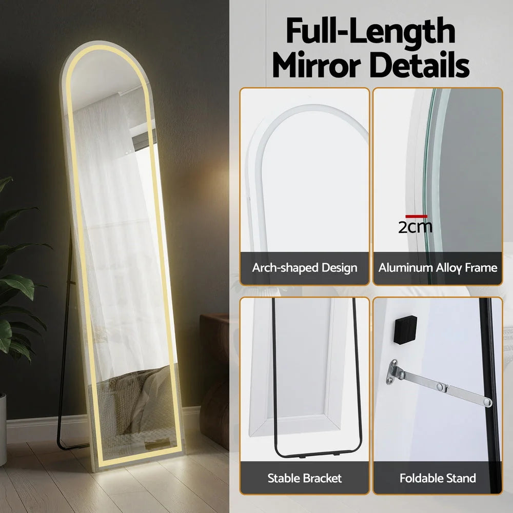 Length Mirror Floor Dressing Mirror 160cm Decor Mirrors Embellir LED Full