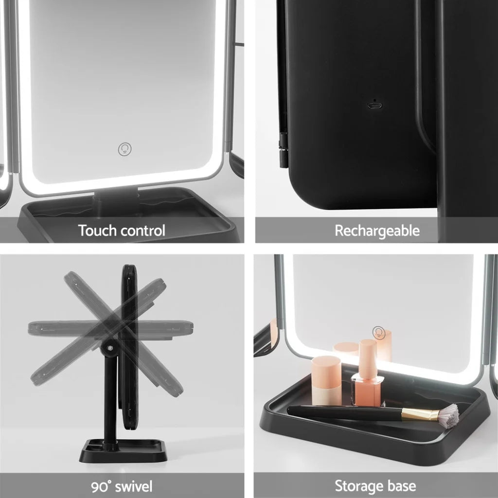 Embellir LED Makeup Mirror Tri-fold Lighted Vanity Mirrors