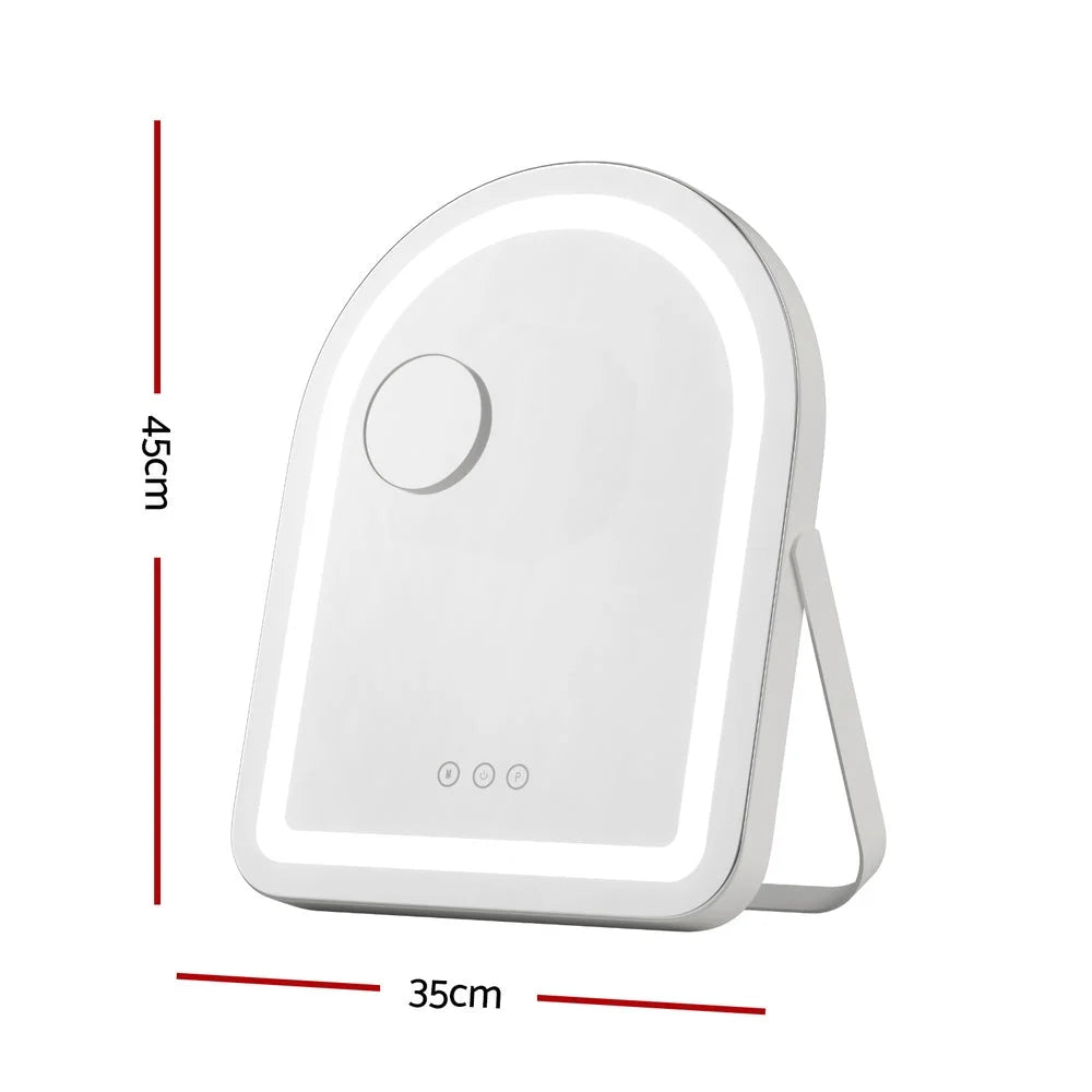 White 35x45cm mirror with side profile shown