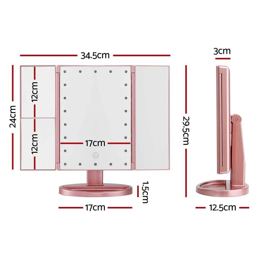 Embellir Tri-fold Makeup Mirror 1X2X3X Magnifying with LED