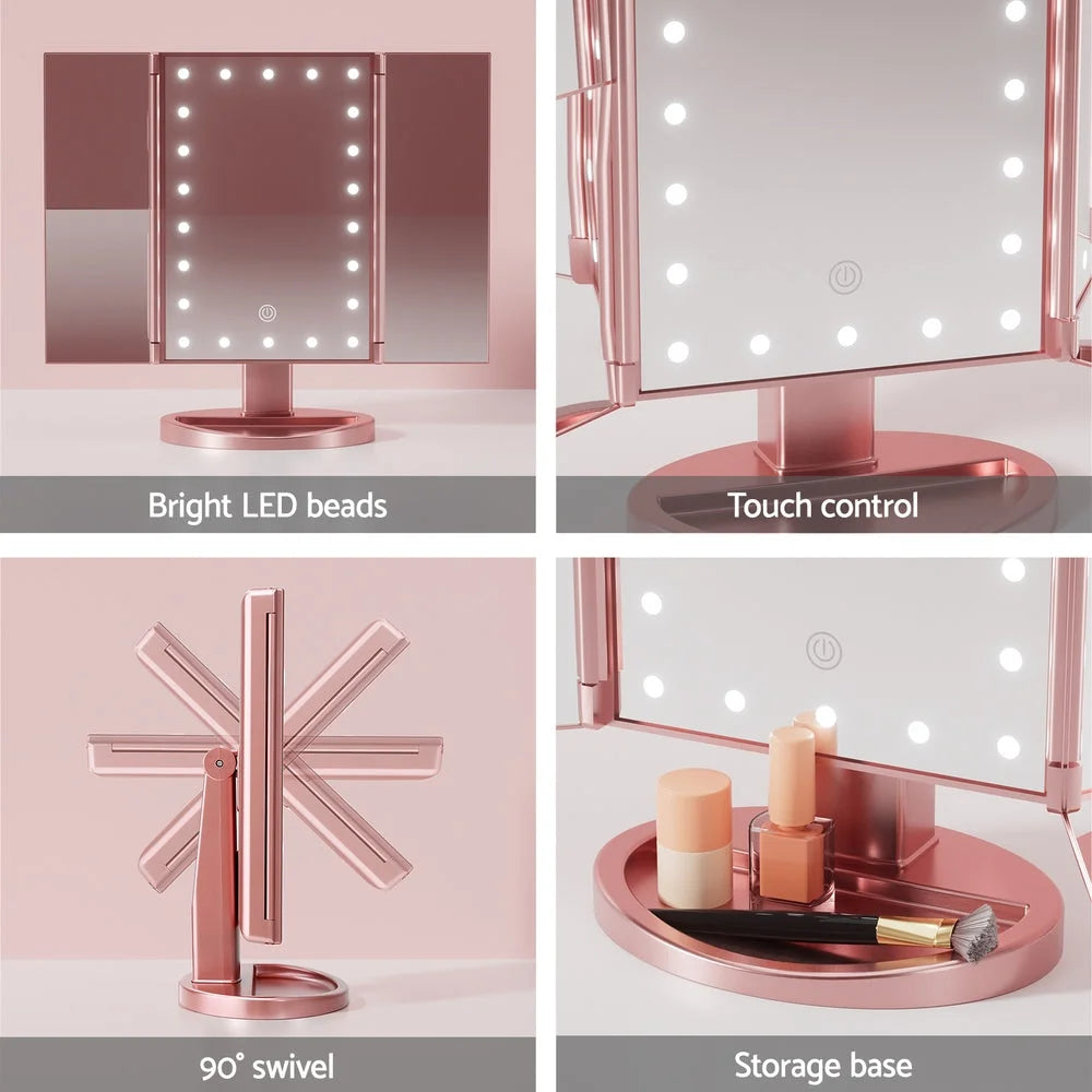Embellir Tri-fold Makeup Mirror 1X2X3X Magnifying with LED