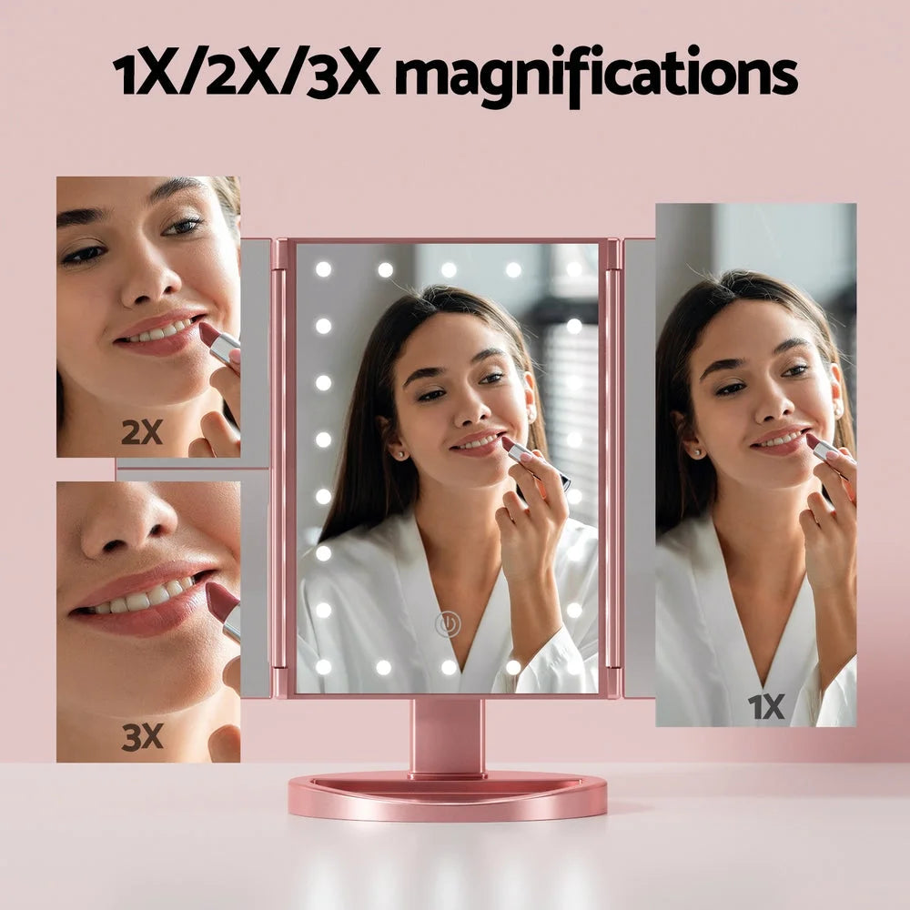 Embellir Tri-fold Makeup Mirror 1X2X3X Magnifying with LED
