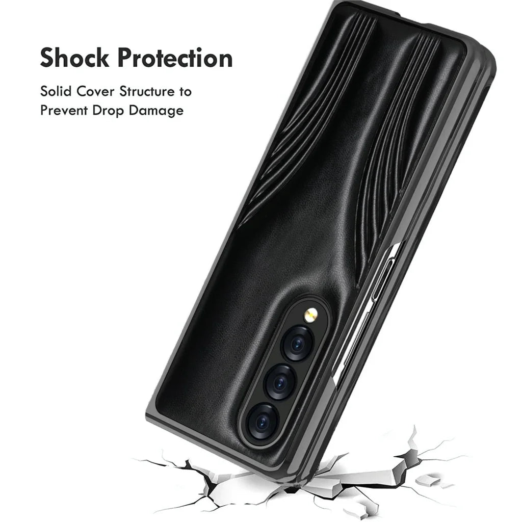 Embossed Folding Case For Samsung Galaxy Z Fold 4 - Blue-1915196526708264963