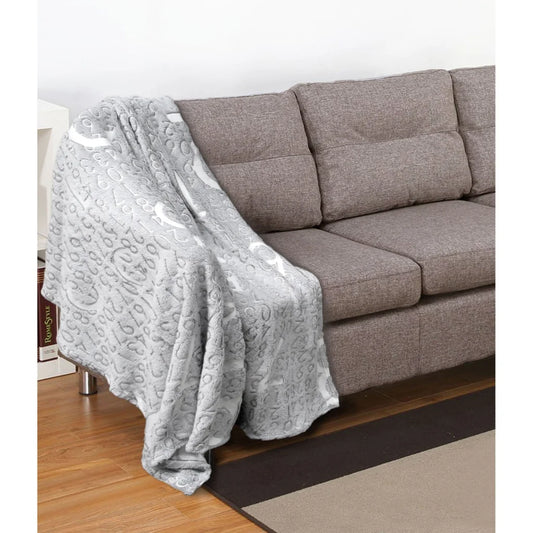 Embossed Print Throw Grey Numbers - Artex - Home & Garden