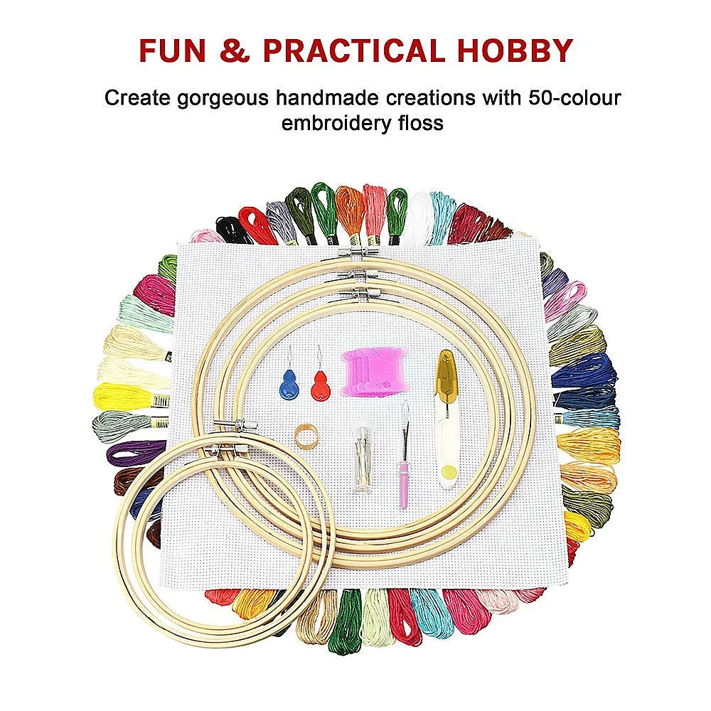Embroidery Starter Kit Cross Stitch DIY Hand Craft with 50