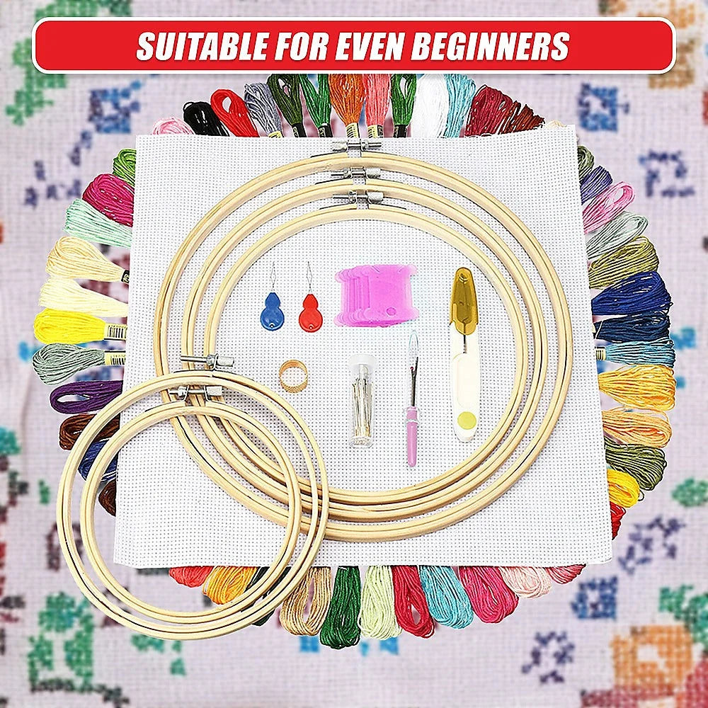 Embroidery Starter Kit Cross Stitch DIY Hand Craft with 50