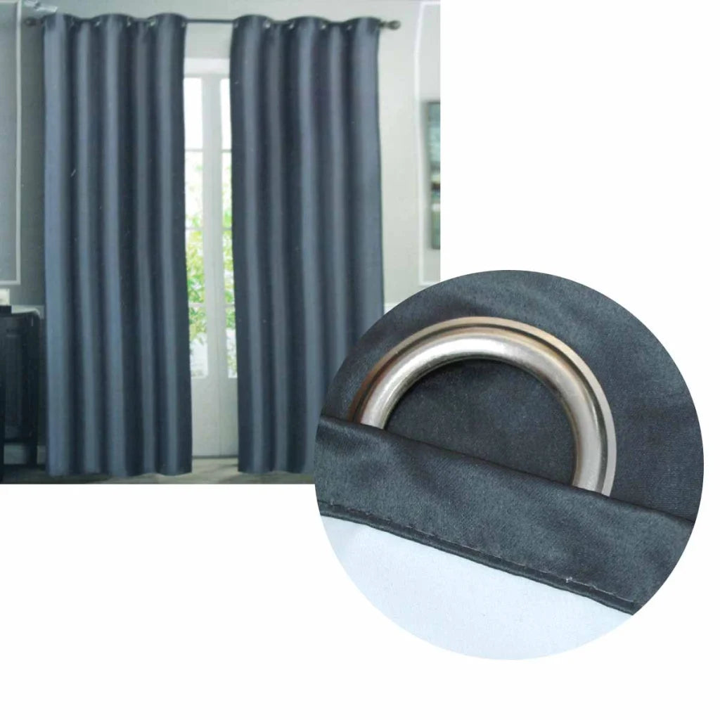 Emporio Hudson Pair of Coated Back Blockout Eyelet Curtains