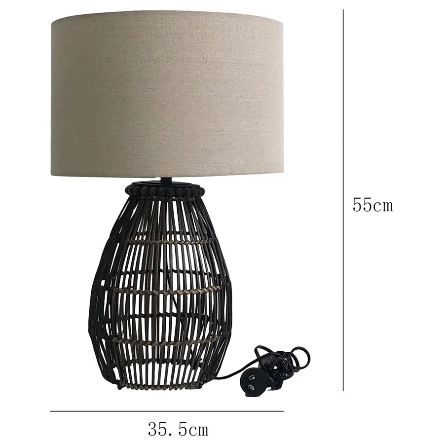 Emporium Rattan Table Lamp 35x55cm - Home & Garden >