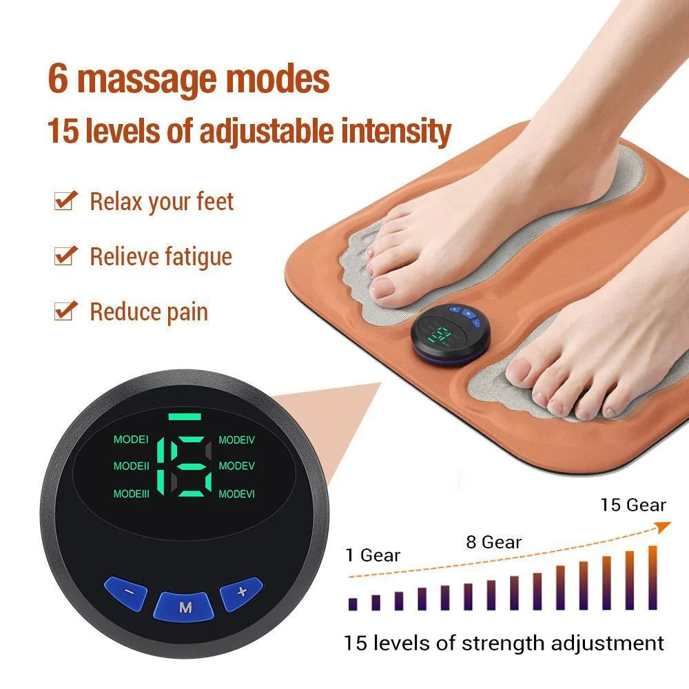Ems 6-Mode 3D Foot Massager 15 Levels Orange - Health &
