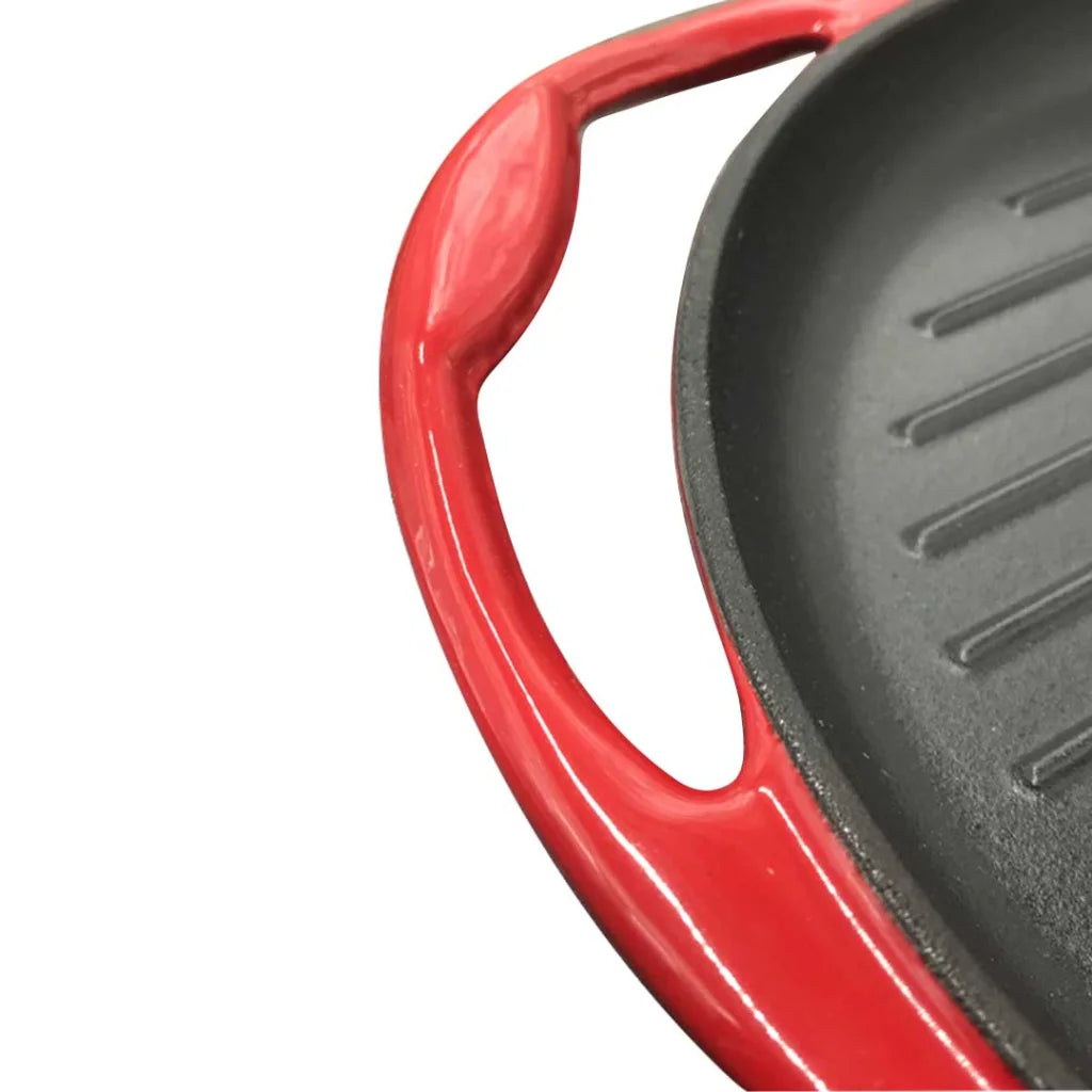 Enamel Porcelain Cast Iron Frying Pan Skillet Non-Stick Coating Steak Sizzle Platter 26cm - Premium