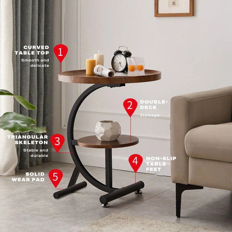 End Table 2 Tier Sofa Side Round Nightstand Sturdy Metal