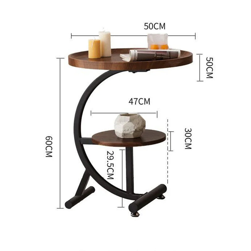 End Table 2 Tier Sofa Side Round Nightstand Sturdy Metal