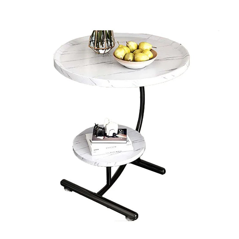 End Table 2 Tier Sofa Side Round Nightstand Sturdy Metal
