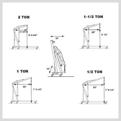 Engine Crane 2 Ton Hydraulic Hoist Folding Shop Mobile