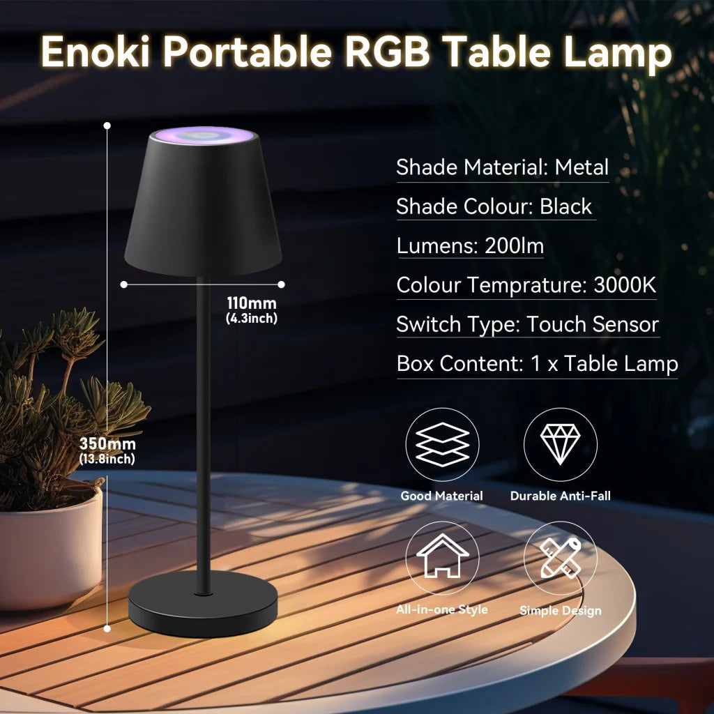 Enoki Portable RGB Table Lamp - Black - Home & Garden >