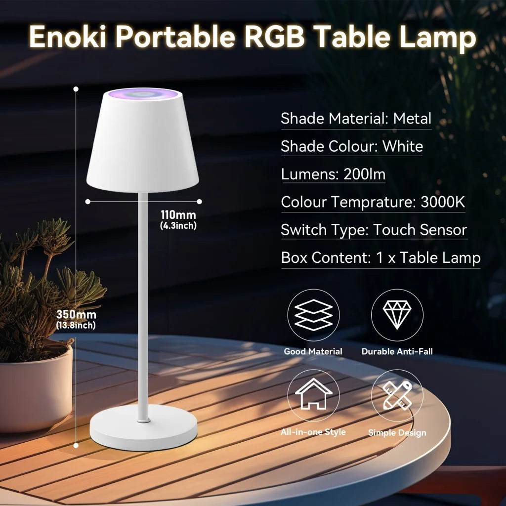 Enoki Portable RGB Table Lamp - White - Home & Garden >