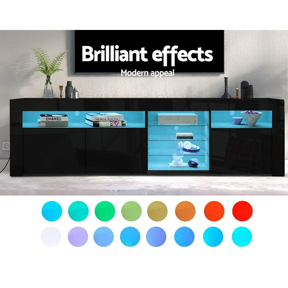 Entertainment Unit TV Cabinet LED 180cm black bobi 324