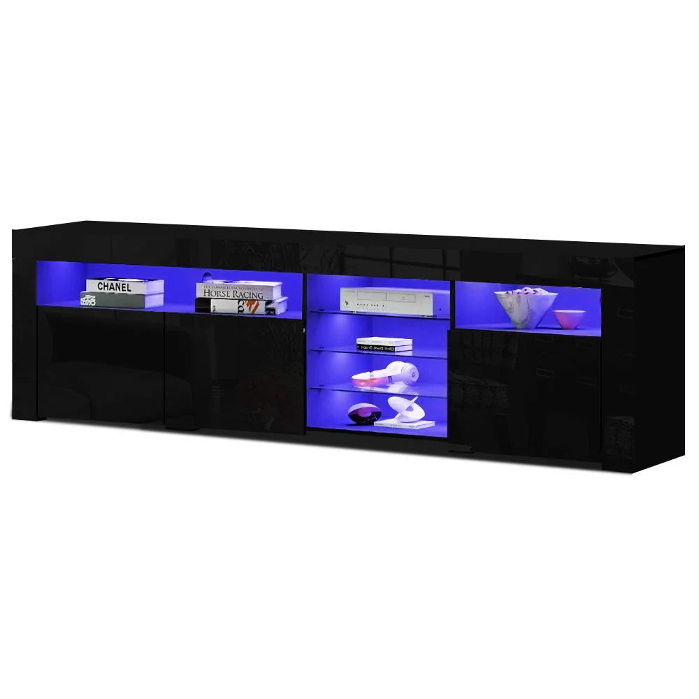 Entertainment Unit TV Cabinet LED 180cm black bobi 458