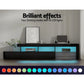 Black 215cm TV stand with upright supports and shelf tiers