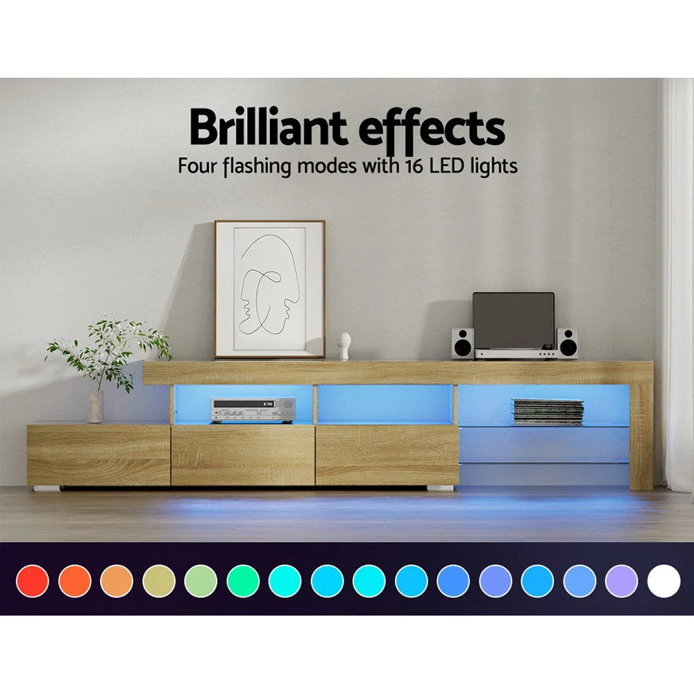 Entertainment Unit TV Cabinet LED 215cm - Pine Caya