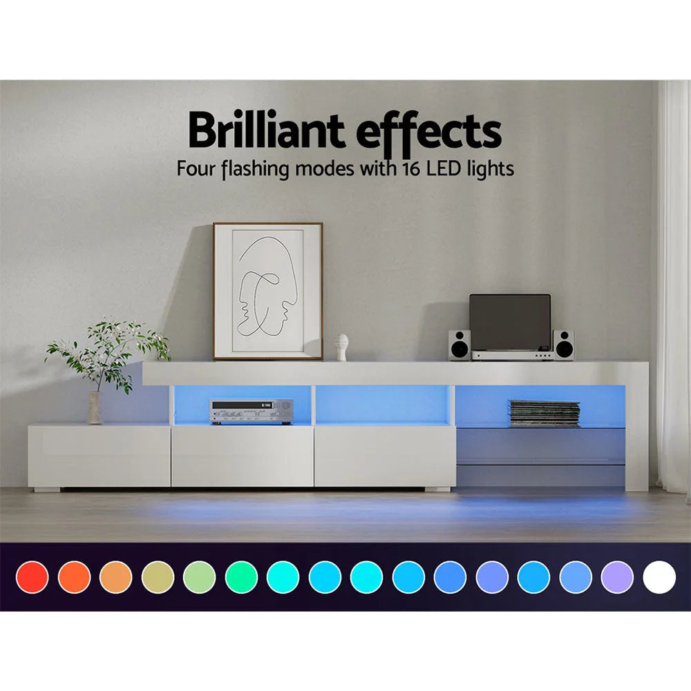 Entertainment Unit TV Cabinet LED 215cm white caya 411