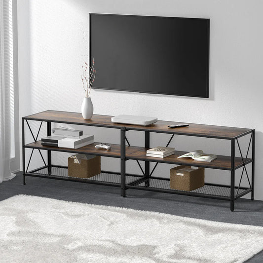 Entertainment Unit TV Stand Three Tier Shelves Vintage