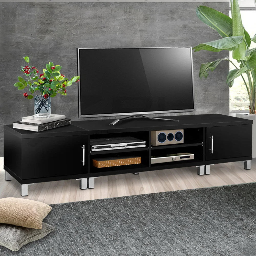 Entertainment Unit with Cabinets Black TV stand lowline