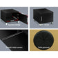 Black 190cm entertainment unit with ribbed cabinet doors and long media console top