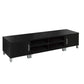Black 190cm entertainment unit with fluted door fronts and low cabinet profile