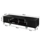 Black 190cm entertainment unit with ribbed front panels and slim black handles