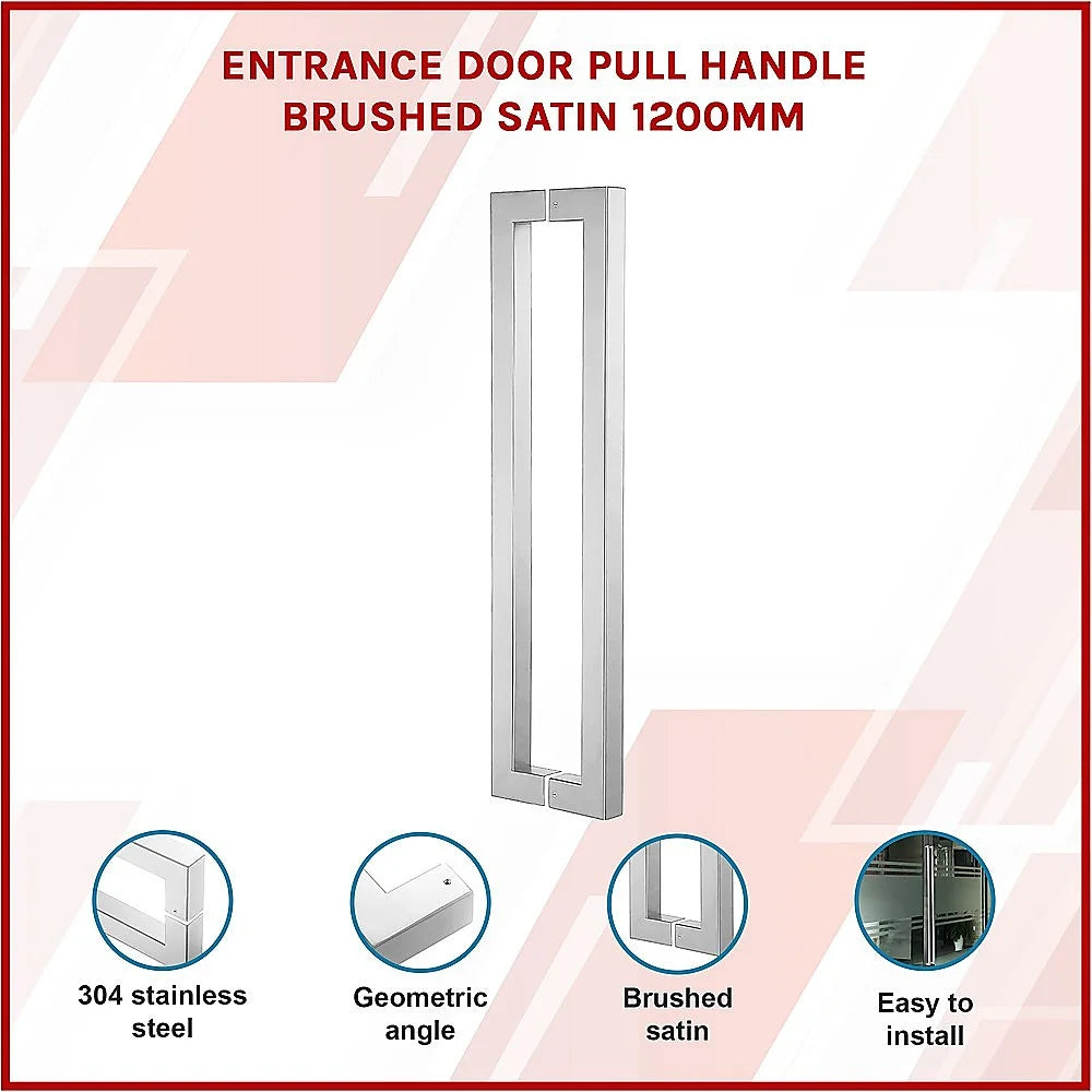 Entrance Door Pull Handle Brushed Satin - 1200MM - Home &