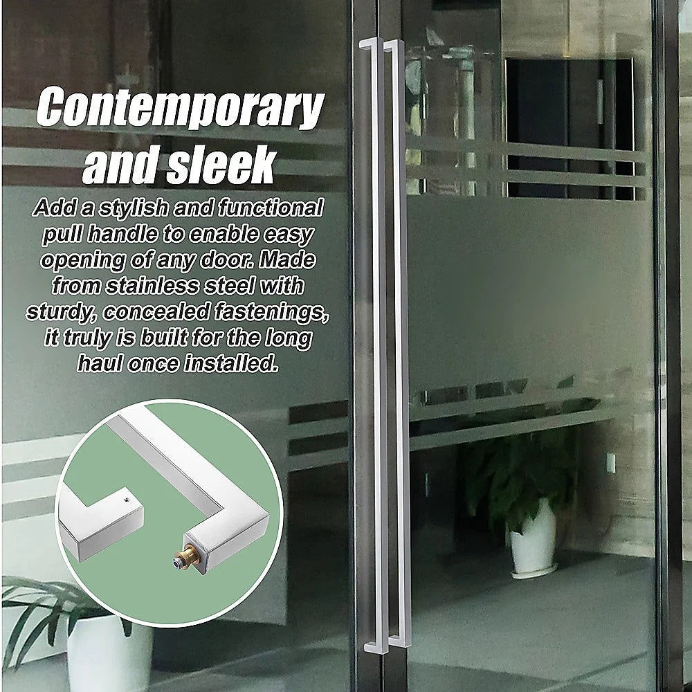 Entrance Door Pull Handle Brushed Satin - 1200MM - Home &
