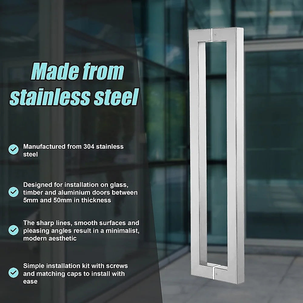 Entrance Door Pull Handle Brushed Satin - 800MM - Home &