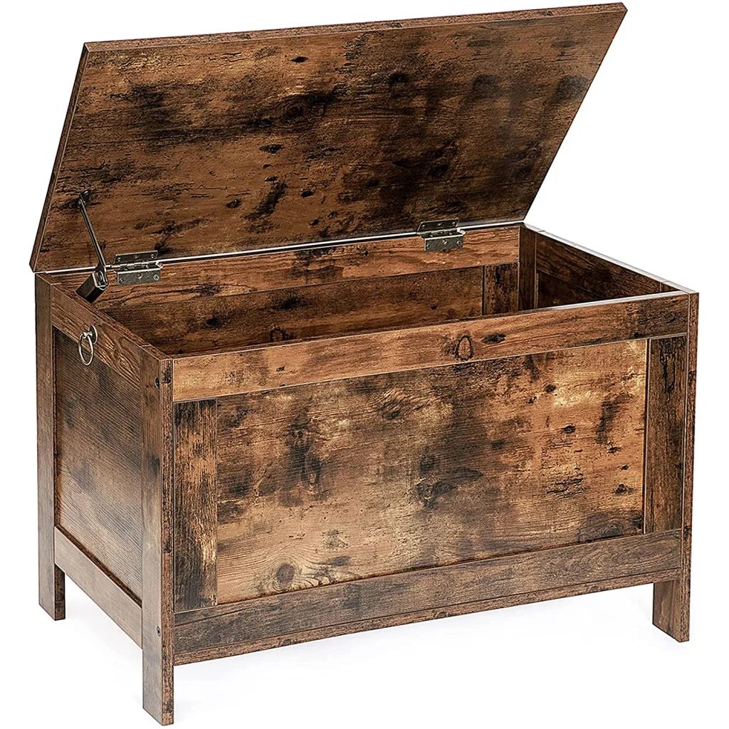 Entryway Storage Bench Wooden Sturdy with Safety Hinge