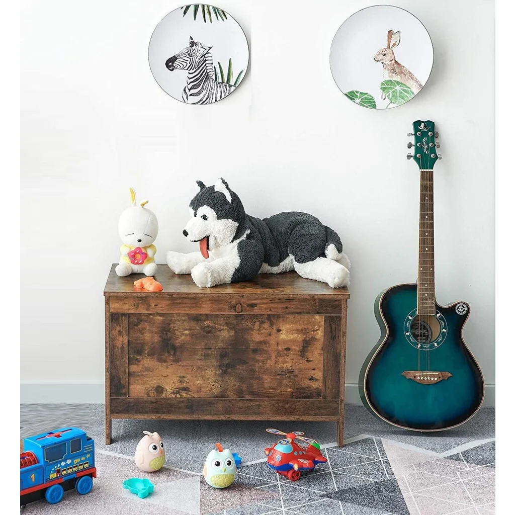 Entryway Storage Bench Wooden Sturdy with Safety Hinge