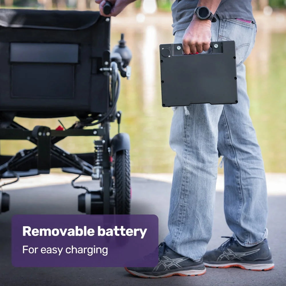 EQUIPMED Electric Folding Wheelchair Wide Bariatric Chair