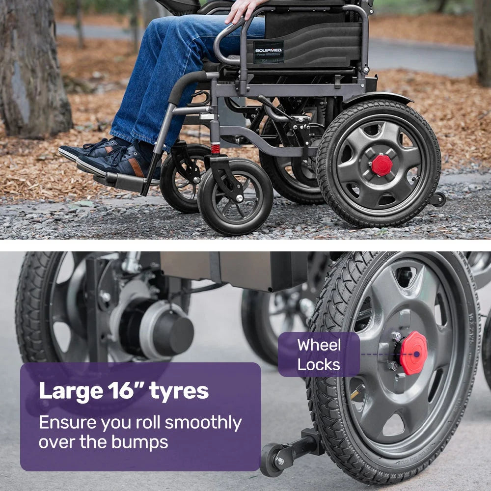 EQUIPMED Electric Folding Wheelchair Wide Bariatric Chair