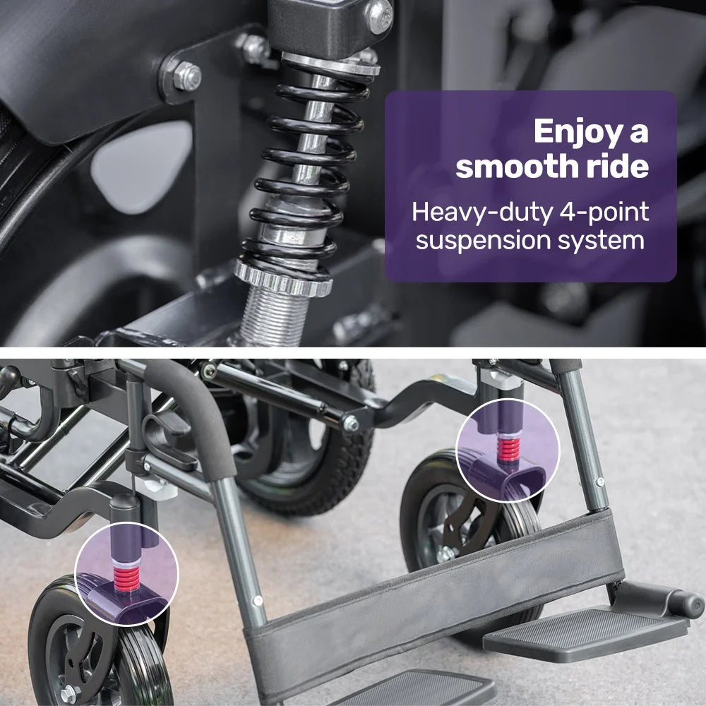 EQUIPMED Electric Folding Wheelchair Wide Bariatric Chair