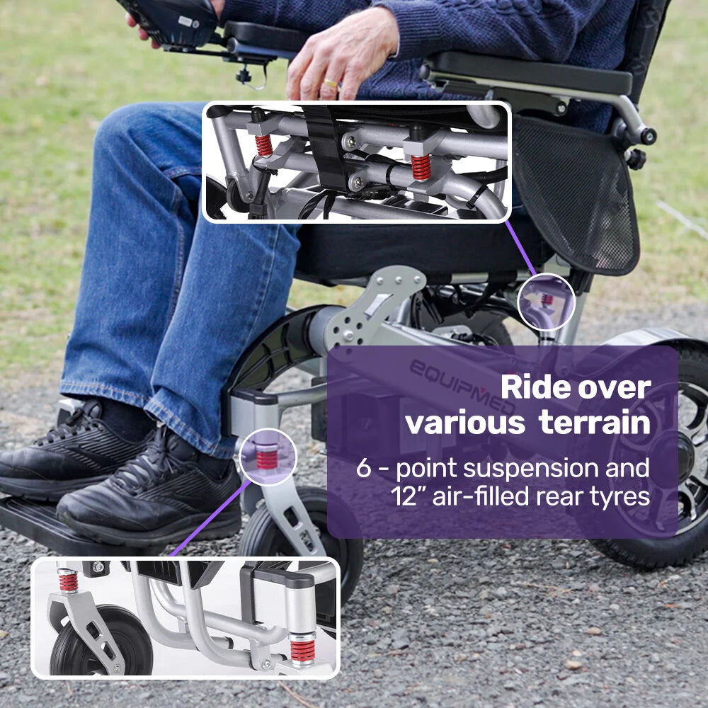 EQUIPMED Power Electric Wheelchair Airline Approved Wheel