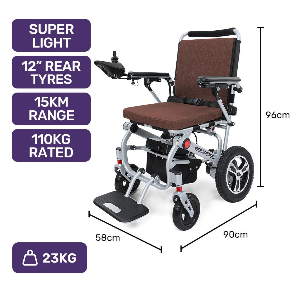 EQUIPMED Ultra-Light Power Wheelchair Tight Turning Airline
