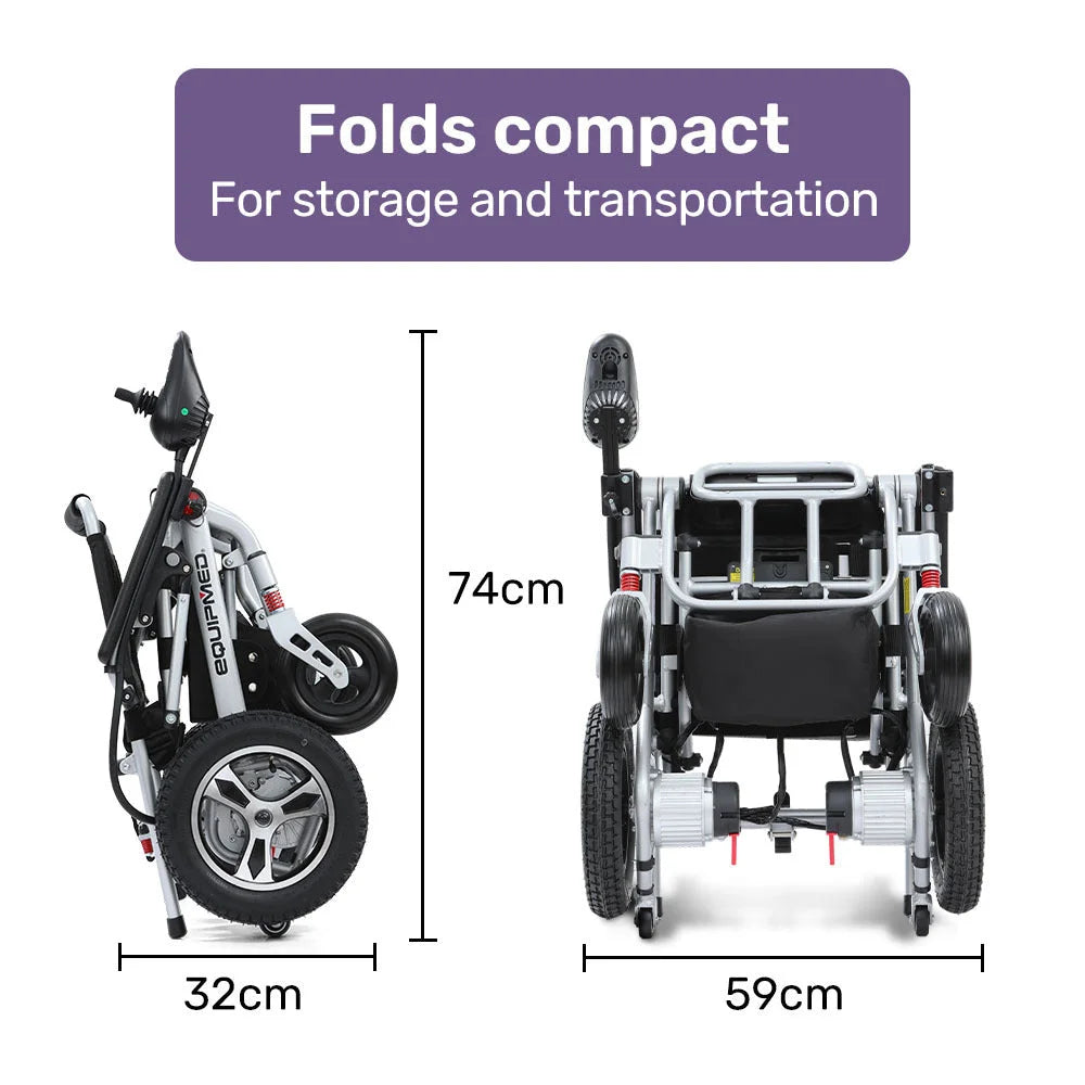 EQUIPMED Ultra-Light Power Wheelchair Tight Turning Airline