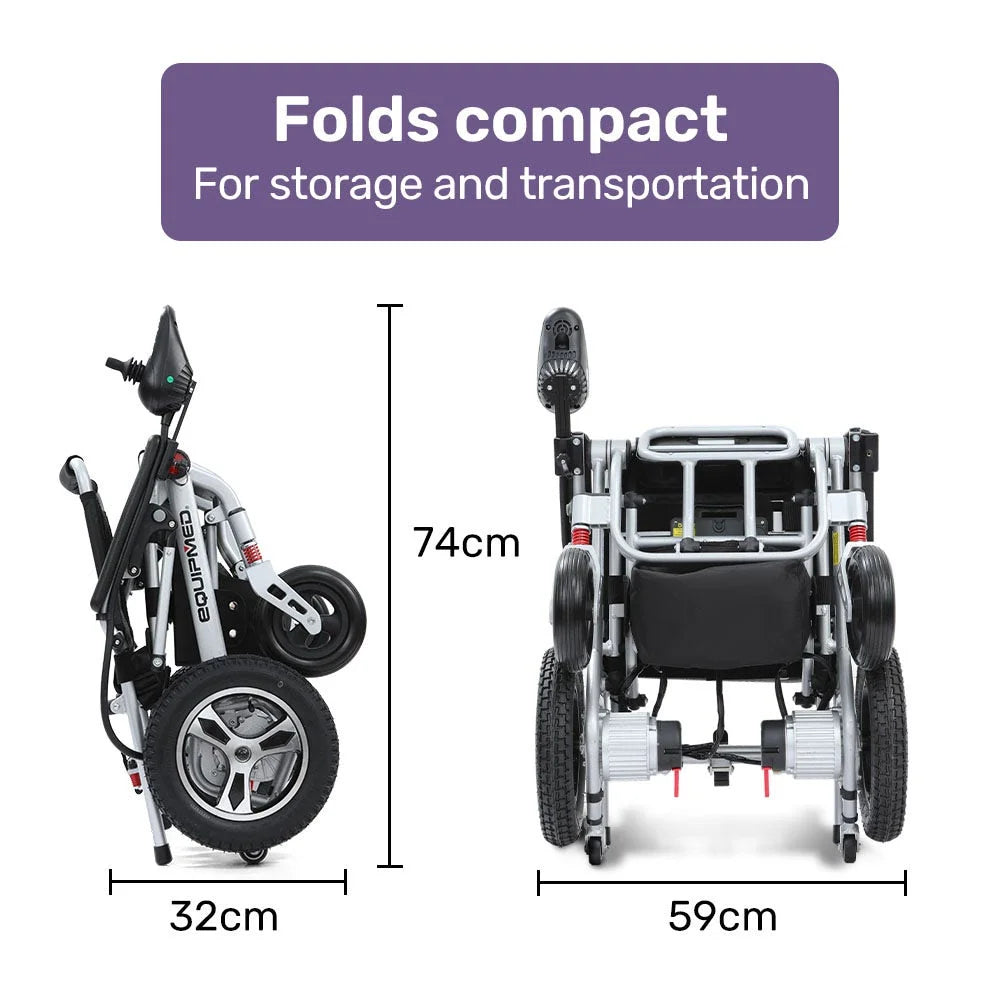 EQUIPMED Ultra-Light Power Wheelchair Tight Turning Airline