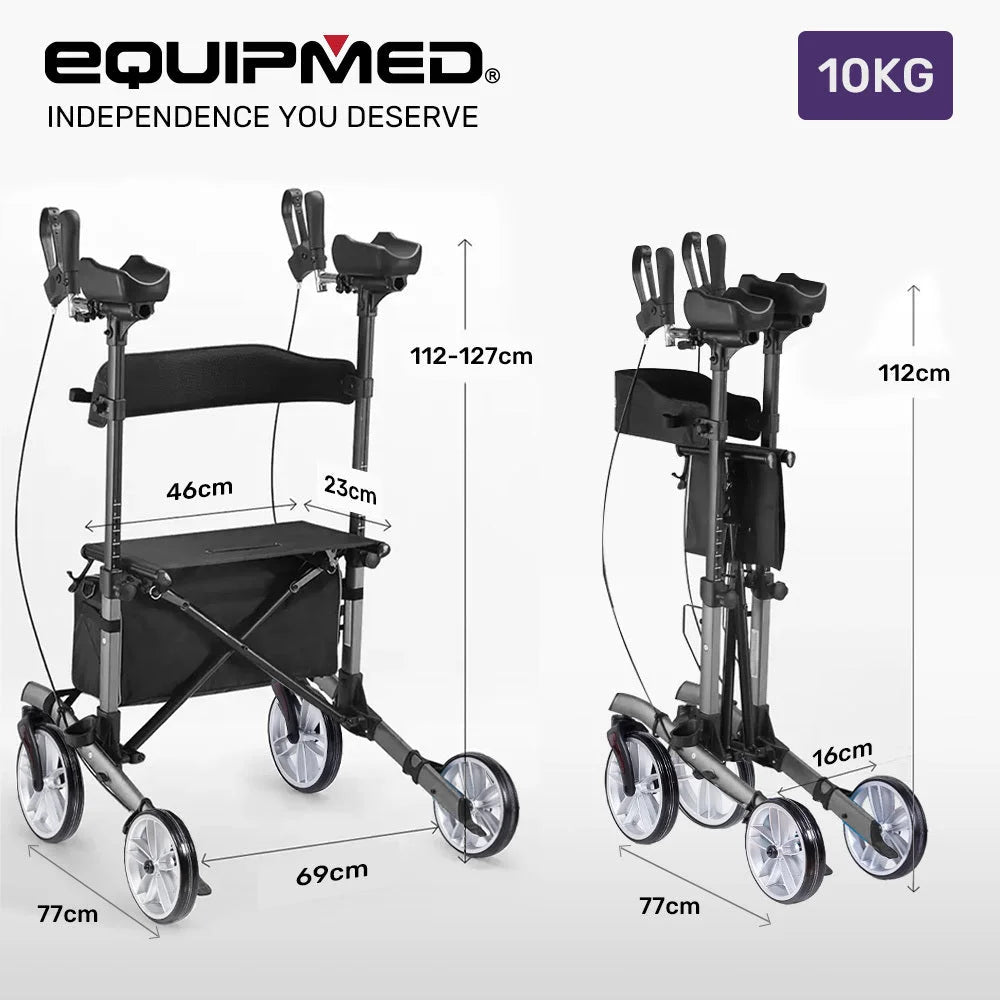 EQUIPMED Upright Rollator Walker with Forearm Rest Supports