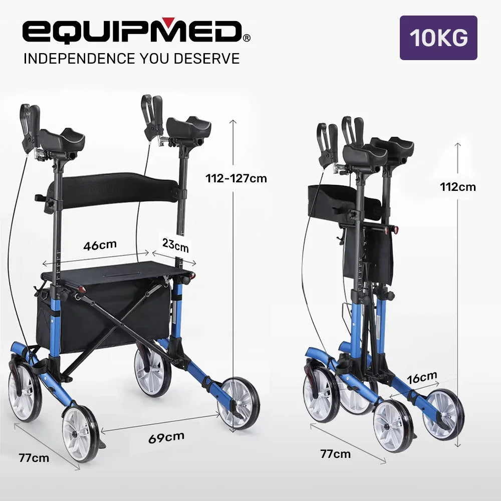 EQUIPMED Upright Rollator Walker with Forearm Support Rests