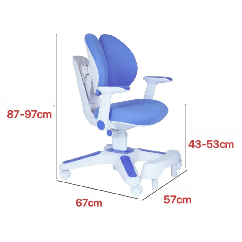 Blue ergonomic children study with size cues and product form